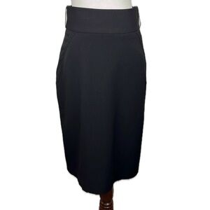 2/$30 Apt 9 Black High Waist Pencil Skirt Kick Pleat Retro Office Classic Sz 8